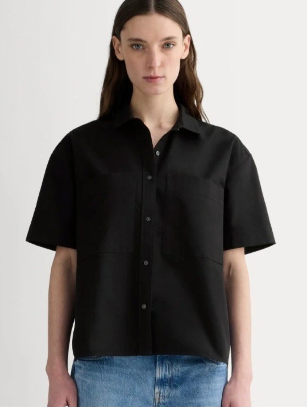 Everlane Black Boxy Short Sleeve Oversized Shirt Top Size Small NEW NWT